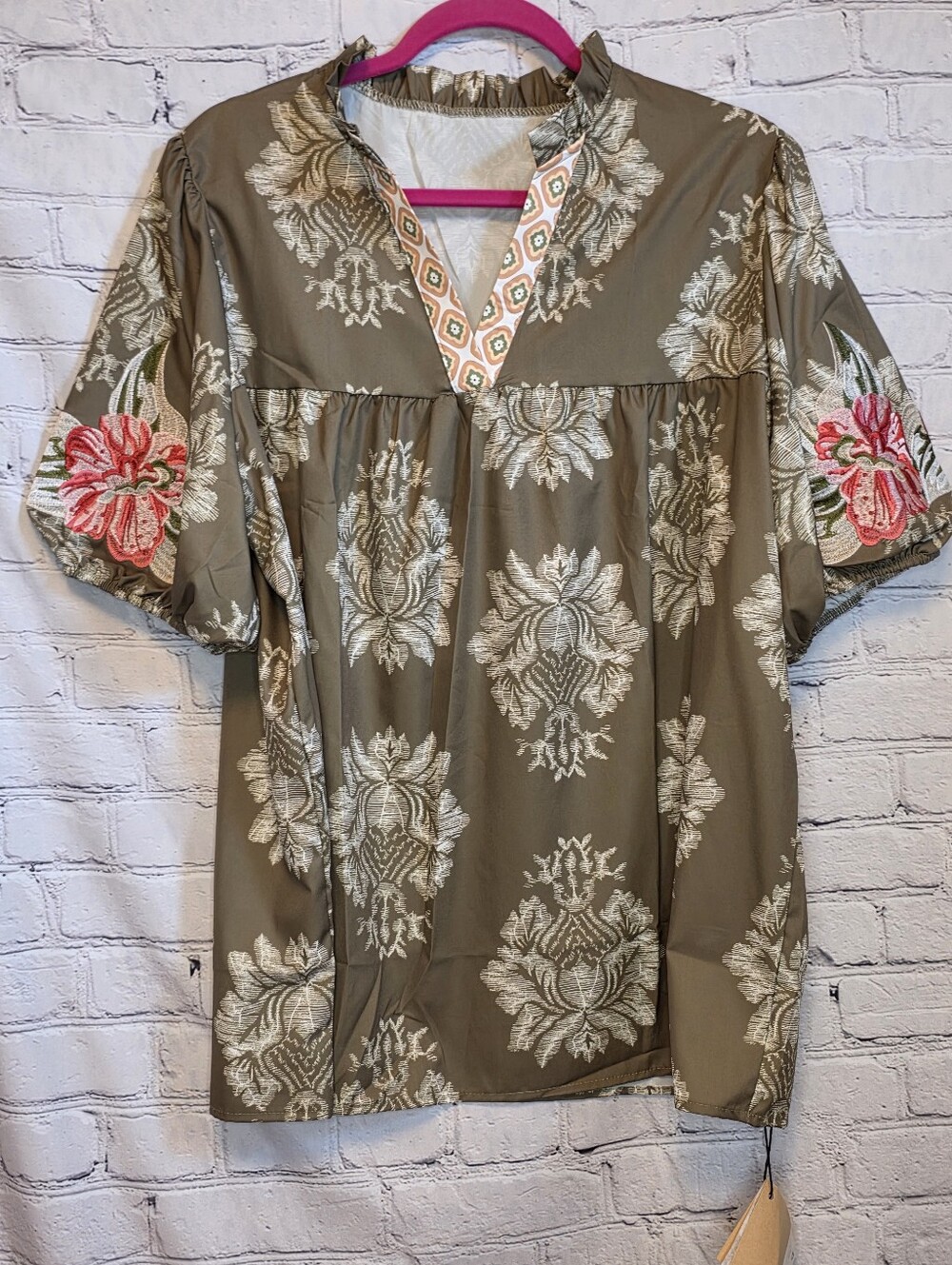 Embroidered Sleeves Top